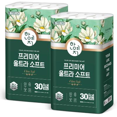 한예지 울트라소프트 30M 30롤 (2팩)