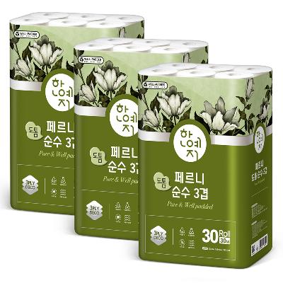한예지 페르니 도톰순수 3겹 30M 30롤 (3팩)
