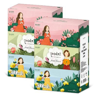 한예지 캐릭터 미용티슈 200매 3입 (2팩)