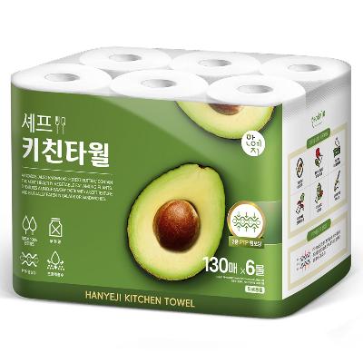 한예지 천연펄프 셰프키친타올 130매 6롤 (1팩)
