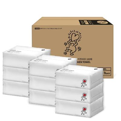 키스해링 뽑아쓰는 소프트 키친타올 100매 (9팩)