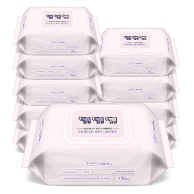 한예지 키스해링 '퍼플' 물티슈 캡형 100매 (10팩)