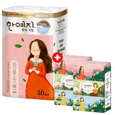 한예지 4겹순수 25M (1팩) + 캐릭터 200매 3입(2팩)