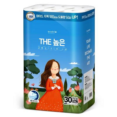 한예지 천연펄프 THE 높은 고평량 프리미엄 화장지 30m 30롤 1팩