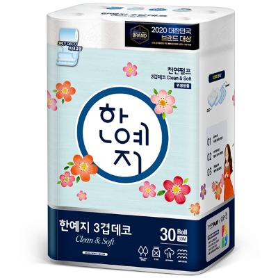 한예지 오리지널 클린앤소프트 천연펄프 화장지 30M 30롤 1팩