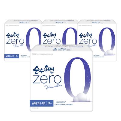 깨끗한나라 순수한면 제로 슈퍼롱 생리대  오버나이트 8P x 4팩