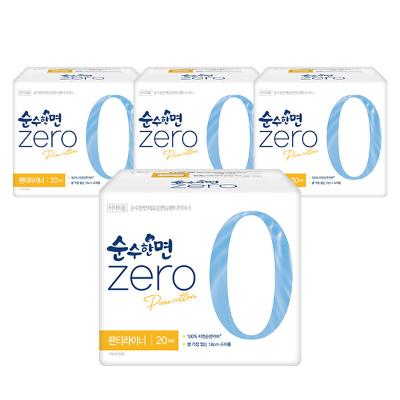 깨끗한나라 순수한면 제로 생리대 팬티라이너 20P x 4팩