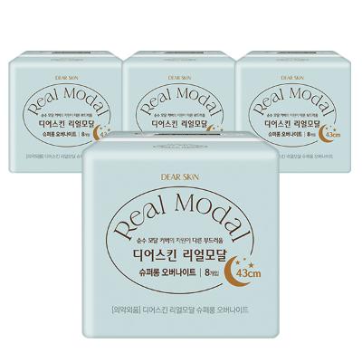 깨끗한나라 디어스킨 리얼모달 슈퍼롱 생리대 오버나이트 8P x 4팩
