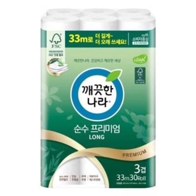 [깨끗한나라] 순수프리미엄 3겹 33m 30롤