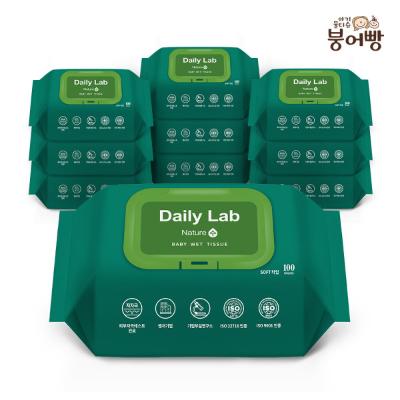 붕어빵 데일리랩 네이쳐 수 물티슈 100매*10팩