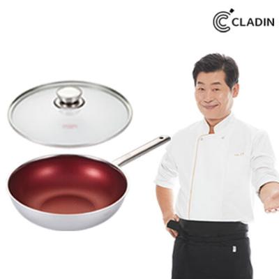 [클래딘] 이연복 쉐프 스테인리스 통3중 배네핏라인 28cm 궁중팬 유리뚜껑 세트
