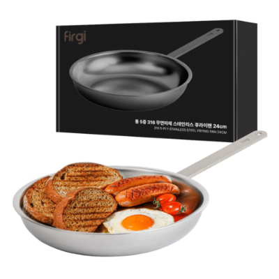 [공동구매][퍼기] 인덕션 무연마제 통5중 스텐 후라이팬(24cm)