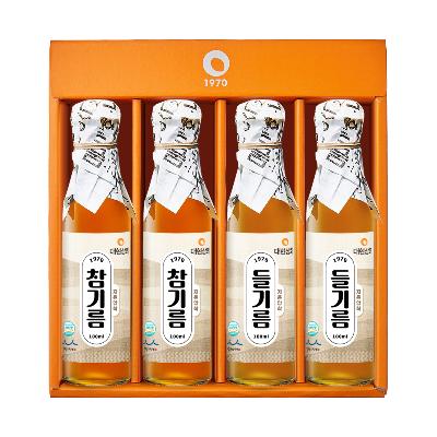 55년전통 대현상회 저온압착 참기름들기름 4병 180ml 선물세트 / HACCP 백년가게 방앗간