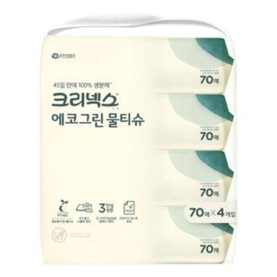 [크리넥스] 생분해 에코그린 물티슈 캡형70매x4입