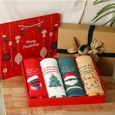크리스마스 에디션 타월 4매입 송년의밤 송년회 선물박스 답례품 모임 연말수건 선물세트