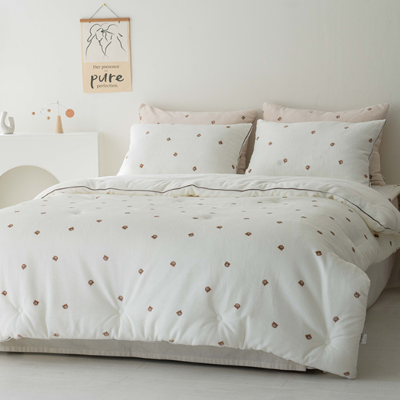 송화침장 곰돌이 극세사 차렵이불 정전기 없는 귀여운 겨울침구