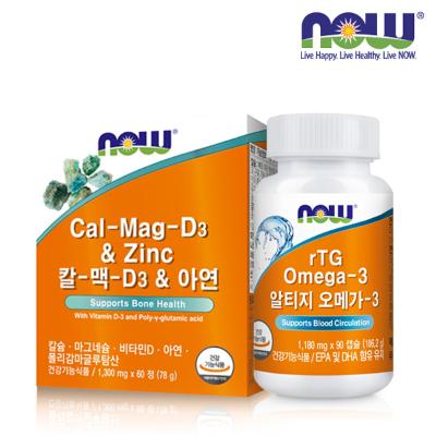[나우푸드] 칼-맥-D3 & 아연 (60정/1개월분) + 알티지 오메가3 (90캡슐/3개월분)