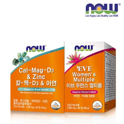 [나우푸드] 칼-맥-D3 & 아연 (60정/1개월분) + 이브 우먼스 멀티플 (60정/2개월분)