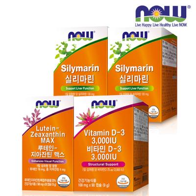 [나우푸드] 루테인 지아잔틴 맥스(30캡슐)+비타민D3 3000IU+실리마린x2개