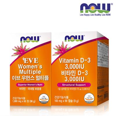 [나우푸드] 이브 우먼스 멀티플 (60정/2개월분) + 비타민D3 3,000IU (90캡슐/3개월분)