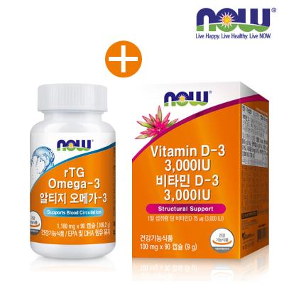 [나우푸드] 비타민D3 3,000IU(90캡슐)+알티지 오메가-3(90캡슐)