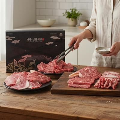 [우담] 명품 한우 ++1 투뿔 한우선물세트 선물용 800g (꽃등심200g + 안심 200g + 살치 200g + 채끝200g)