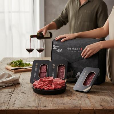 [우담] 명품 한우 ++1 투뿔 한우선물세트 선물용 800g (등심200g + 차돌박이 200g + 부채살 200g + 갈비살200g)