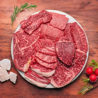 [우담] 명품 한우 ++1 투뿔 모듬구이 구이용 1kg (등심200g + 갈비살200g + 부채살200g +앞치마살200g + 업진안살200g)