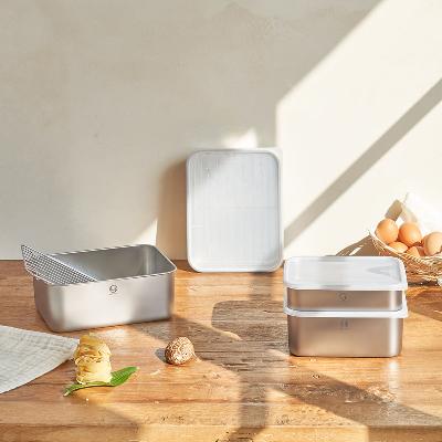 [PN풍년] 위더스 스텐밧드 얕은형 깊은형 가정용 냉장고 정리함 야채 과일 반찬통 스테인리스 304