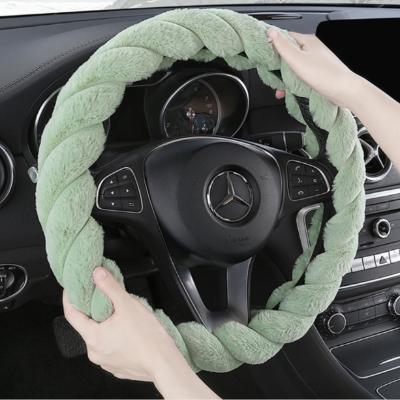 오토크루 자동차 핸들커버 극세사 털 겨울 꽈배기 원형 D컷 AC-W06