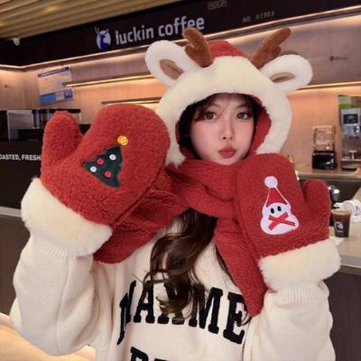 3in1 크리스마스 루돌프 후드 넥워머 모자 목도리 트리 산타 장갑 바라클라바 인생네컷 소품