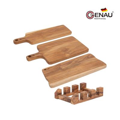 [독일 제너] 티크나무 원목 도마 단품 (택1) / 플레이팅 핸들 사각 도마3구거치대