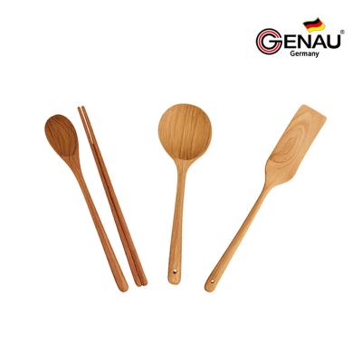 [독일 제너] 티크나무 원목 조리도구 4종 롱수저세트+뒤집개소+볶음주걱