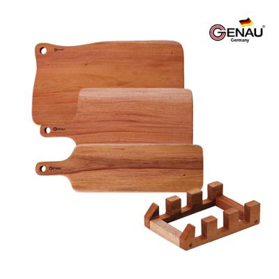 [독일 제너] 마호가니 원목 도마 단품 (택1) / 플레이팅 핸들 사각 도마3구거치대