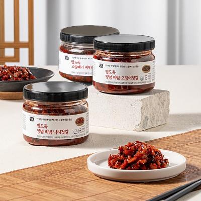 [담가]밥도둑3총사 (고들 낙지비빔장아찌+비빔 낙지젓갈+비빔 오징어가젓갈)