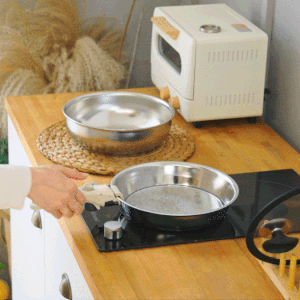 [실버스타] Aha(아하!) 304 통3중 무연마제 탈착식 스텐팬 후라이팬24cm+실리콘평커버24cm+탈착식핸들