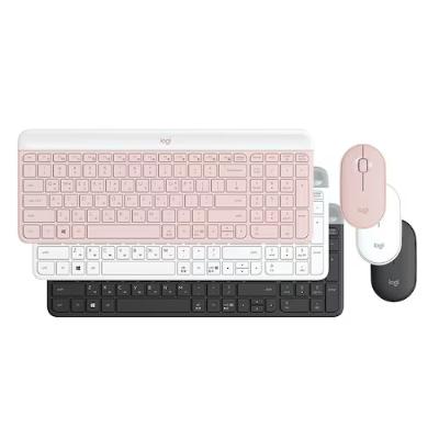 로지텍 MK470 Slim 무선 키보드 마우스 세트 (시크 블랙, 퓨어 화이트, 로즈)
