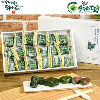 [아리아리떡사랑] 정선 (밥알)수리취떡 반반구성 -선물세트(인절미18개+찹쌀떡18개)
