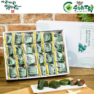[아리아리떡사랑] 정선 (밥알)수리취떡 반반구성 -선물세트(인절미24개+찹쌀떡24개)