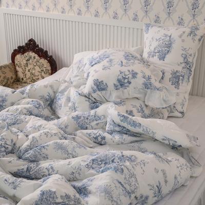 심플 디오레 30수 내추럴 광목 프릴 디자인 차렵이불 (4가지 색상)