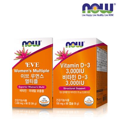 [나우푸드] 이브 우먼스 멀티플 (60정/2개월분) + 비타민D3 3,000IU (90캡슐/3개월분)