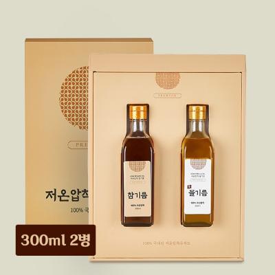 [산해미식]국내산 참기름 선물세트 3호(참기름300ml+생들기름300ml)
