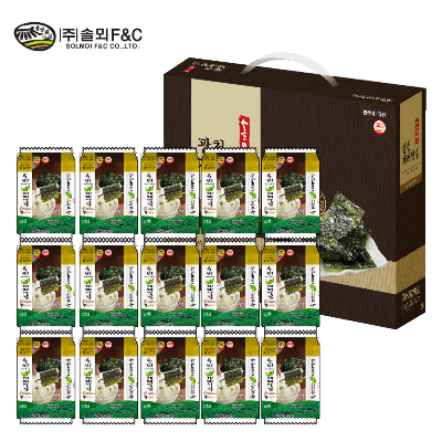 [광천] 김선물세트 솔뫼 녹차 재래맛김 조미김 선물용 손잡이(소) 도시락김x15봉