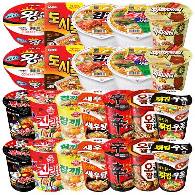 소컵24개(미니왕뚜껑2+도시락2+불닭2+진매2+참깨2+김사2+육사+새우2+신2+오짬2+짜파2+튀우2)