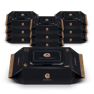 앙블랑 아기 물티슈 78평량 세이프 블랙 캡형 70매 10개