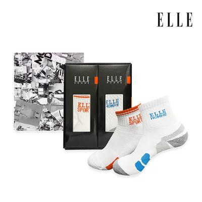 [엘르] 남녀 스포츠양말 2족세트(화이트)