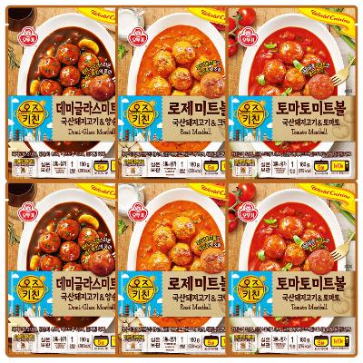 오뚜기 오즈키친 데미글라스 미트볼 2개+로제 미트볼 2개+토마토 미트볼 2개