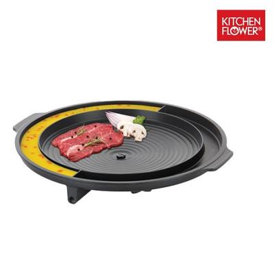 [키친플라워] 계란찜 구이판 고기불판 37cm NY-2499 원판 삽결살팬 캠핑 불판