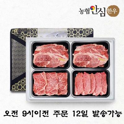 [농협안심한우] 1등급 한우 구이선물세트2호  1.2kg(등심300,등심300g,채끝300g,안심300g)