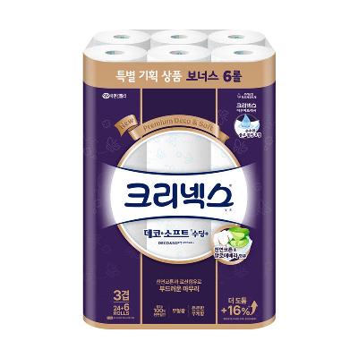 크리넥스 3겹 데코&소프트 수딩플러스 25m 30롤 1팩